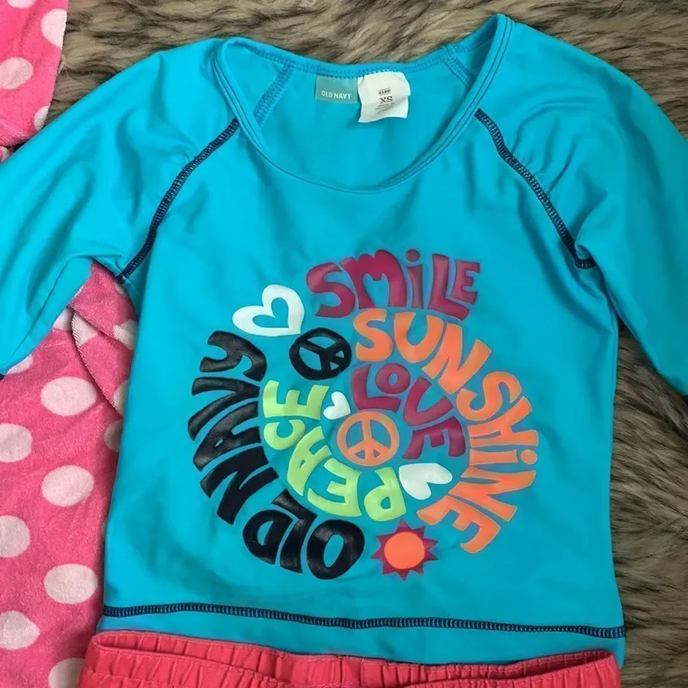 Old Navy Girl’s Swimsuit Swimwear Rash Guard Board Shorts Cover-up Set 5